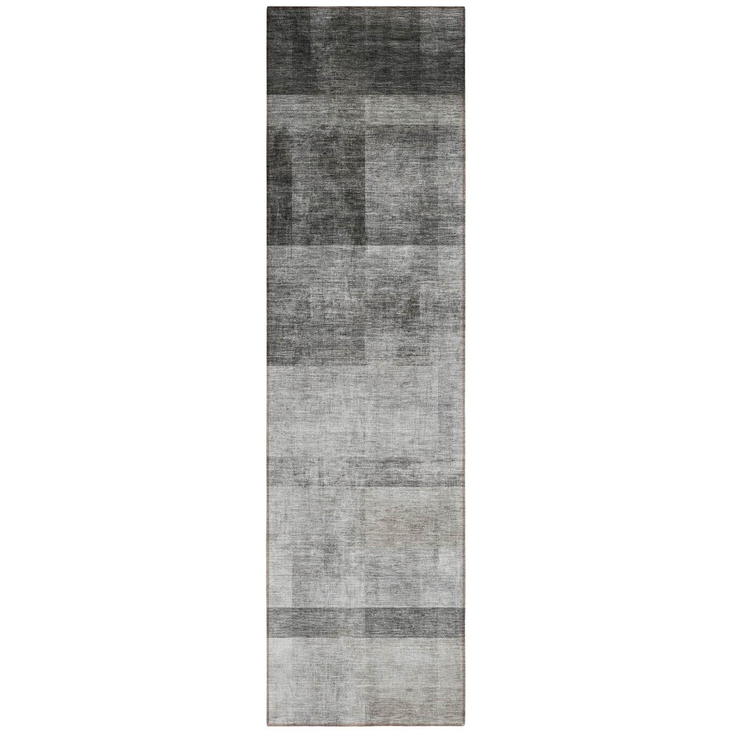 8' Runner Gray Ombre Washable Non Skid Indoor Outdoor Runner Rug - Loft&Timber
