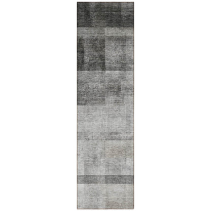 8' Runner Gray Ombre Washable Non Skid Indoor Outdoor Runner Rug - Loft&Timber
