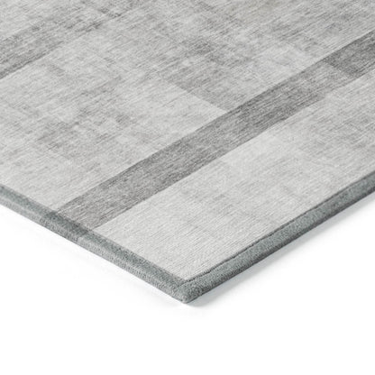 8' Runner Gray Ombre Washable Non Skid Indoor Outdoor Runner Rug - Loft&Timber