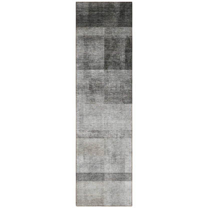 8' Runner Gray Ombre Washable Non Skid Indoor Outdoor Runner Rug - Loft&Timber
