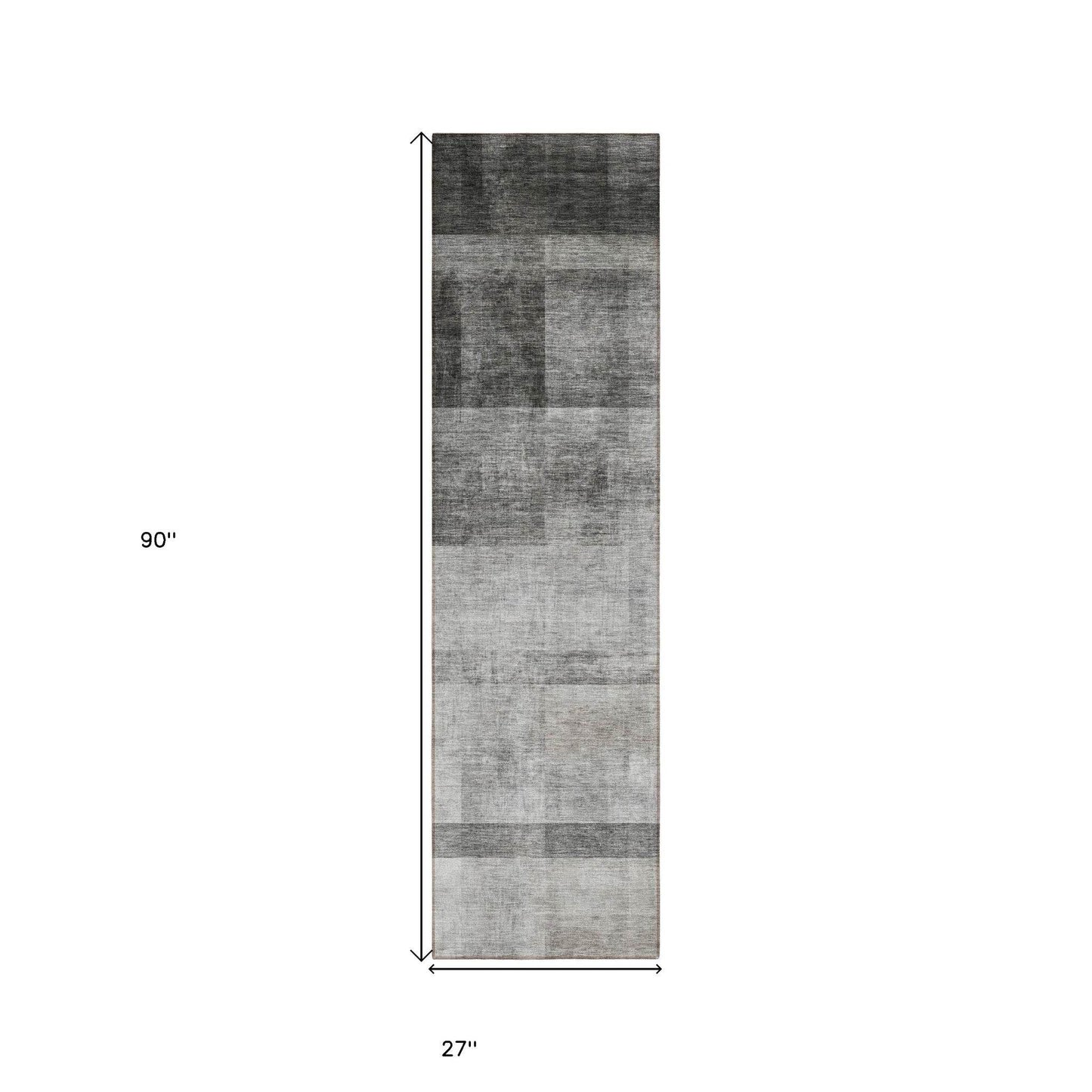 8' Runner Gray Ombre Washable Non Skid Indoor Outdoor Runner Rug - Loft&Timber