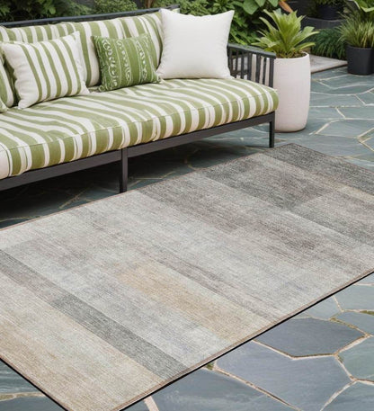 8' Runner Taupe Ombre Washable Non Skid Indoor Outdoor Runner Rug - Loft&Timber