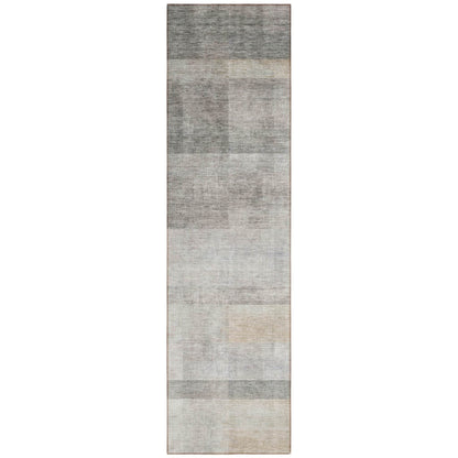 8' Runner Taupe Ombre Washable Non Skid Indoor Outdoor Runner Rug - Loft&Timber