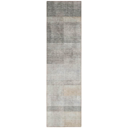 8' Runner Taupe Ombre Washable Non Skid Indoor Outdoor Runner Rug - Loft&Timber