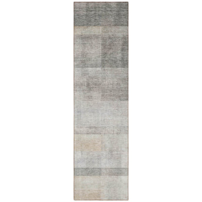 8' Runner Taupe Ombre Washable Non Skid Indoor Outdoor Runner Rug - Loft&Timber