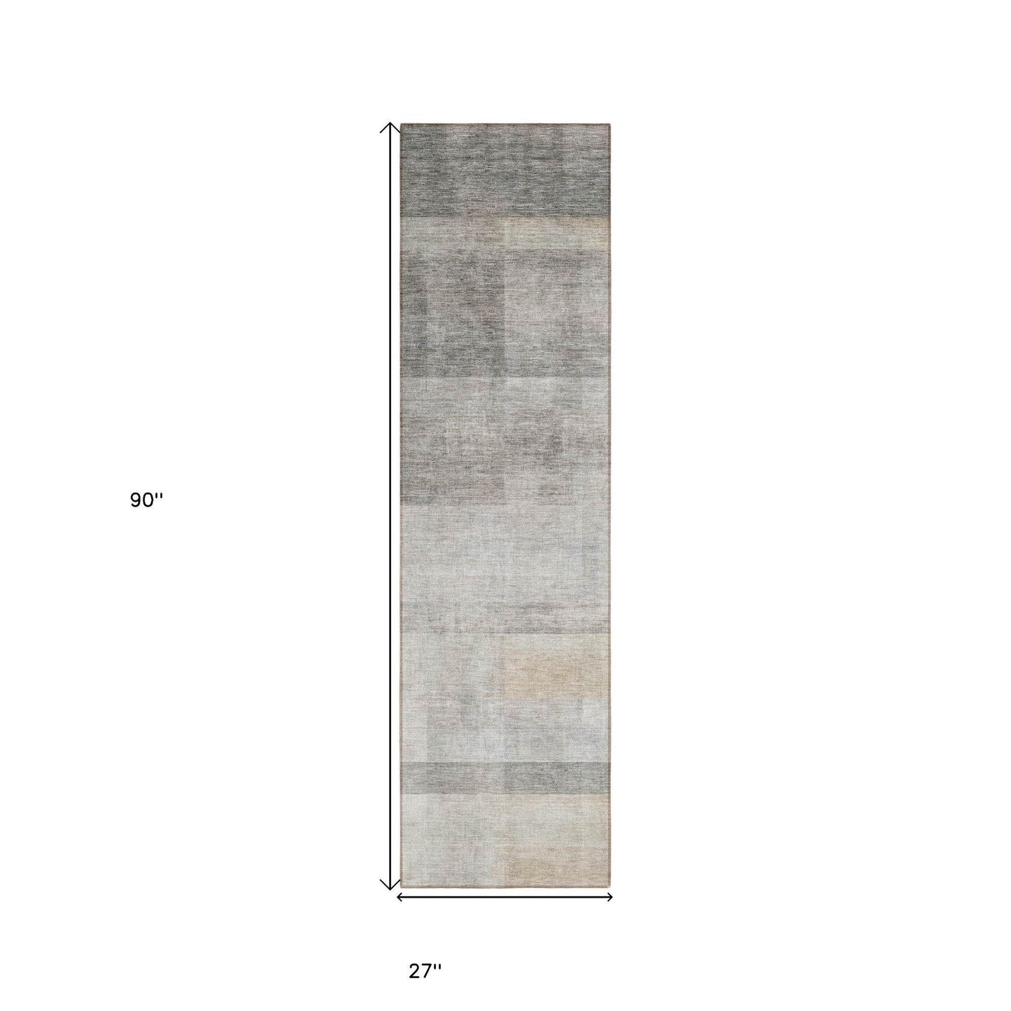 8' Runner Taupe Ombre Washable Non Skid Indoor Outdoor Runner Rug - Loft&Timber