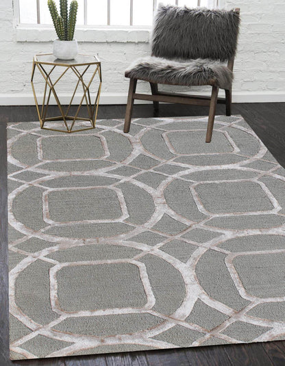 5' X 8' Gray and Light Gray Abstract Geometric Hand Tufted Area Rug - Loft&Timber
