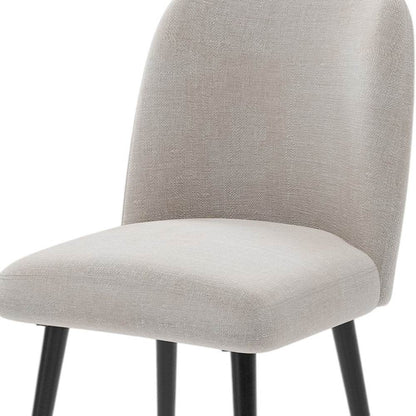 Set of Two Beige And Black Upholstered Fabric Dining Side Chairs - Loft&Timber
