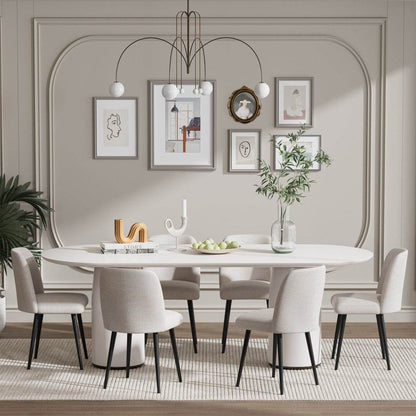 Set of Two Beige And Black Upholstered Fabric Dining Side Chairs - Loft&Timber