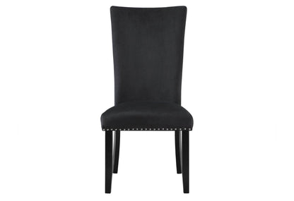 Set of Two Black Upholstered Velvet Dining Side Chairs - Loft&Timber