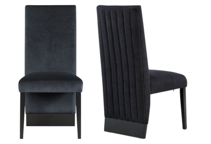 Set of Two Black Upholstered Velvet Dining Side Chairs - Loft&Timber