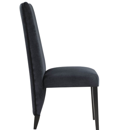 Set of Two Black Upholstered Velvet Dining Side Chairs - Loft&Timber