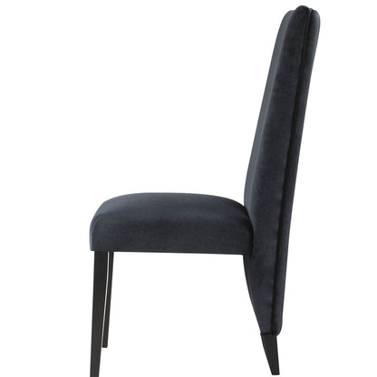 Set of Two Black Upholstered Velvet Dining Side Chairs - Loft&Timber