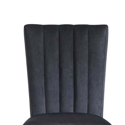 Set of Two Black Upholstered Velvet Dining Side Chairs - Loft&Timber
