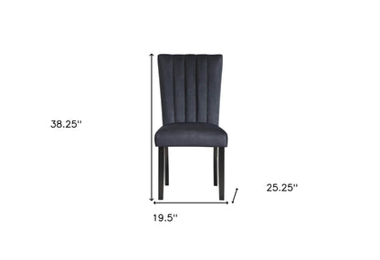 Set of Two Black Upholstered Velvet Dining Side Chairs - Loft&Timber