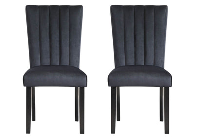 Set of Two Black Upholstered Velvet Dining Side Chairs - Loft&Timber