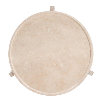 30" Natural Genuine Marble and Marble Round Coffee Table - Loft&Timber