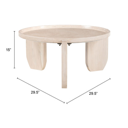 30" Natural Genuine Marble and Marble Round Coffee Table - Loft&Timber