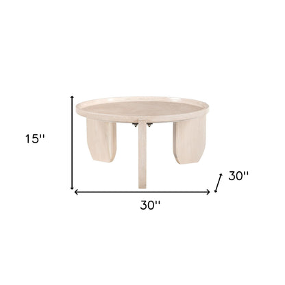 30" Natural Genuine Marble and Marble Round Coffee Table - Loft&Timber
