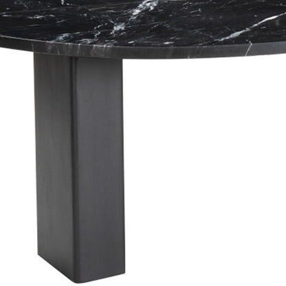 54" Black Genuine Marble and Wood Free Form Coffee Table - Loft&Timber