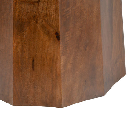 35" Black and Walnut Genuine Marble and Solid Wood Round Pedestal Coffee Table - Loft&Timber
