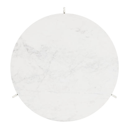 30" White and Silver Genuine Marble and Aluminum Round Cross Legs Coffee Table - Loft&Timber