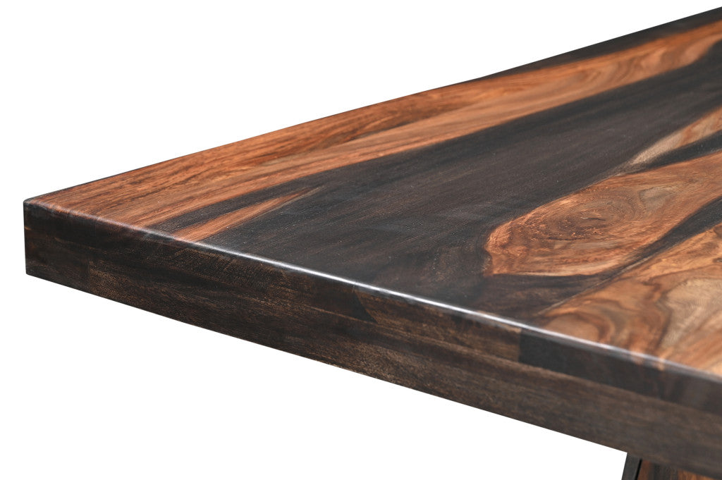 75" Brown Solid Wood Pedestal Base Dining Table - Loft&Timber