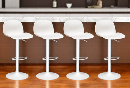 Set of Four White Heavy Duty Plastic and Metal Mid Back Adjustable Height Swivel Bar Chairs - Loft&Timber