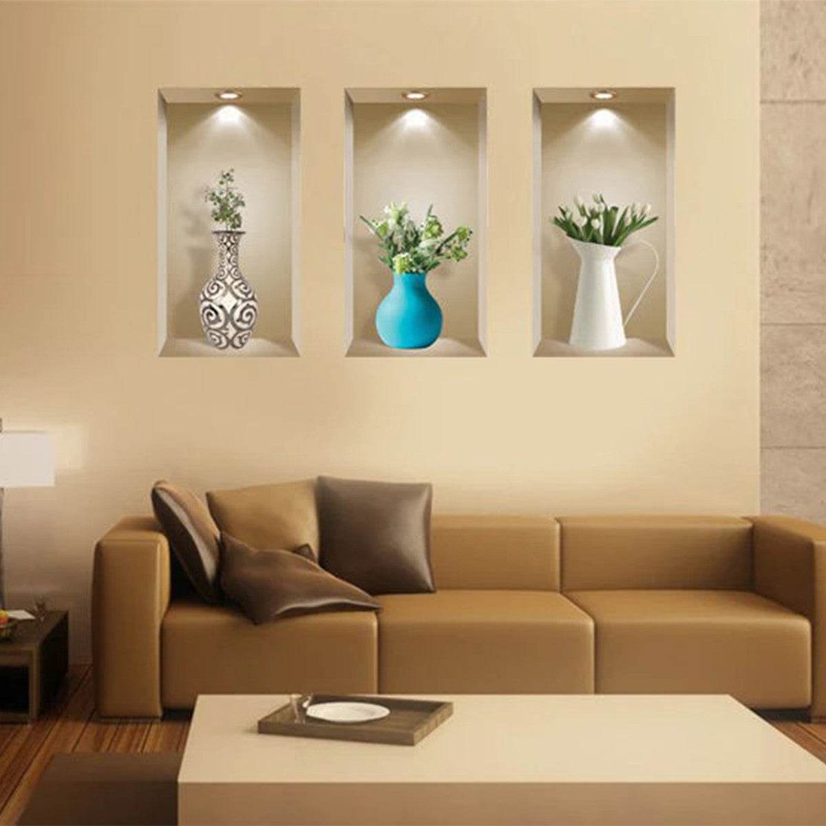 Set of Three Ava Faux Niche 3D Peel and Stick Wall Decals - Loft&Timber