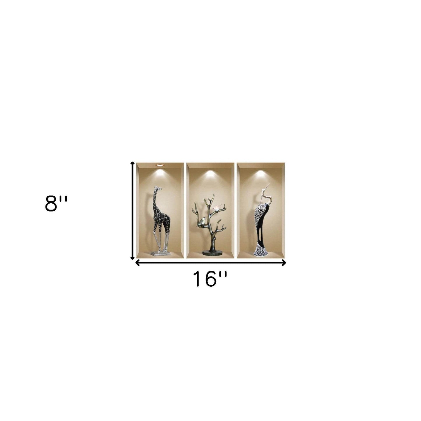 Set of Three Aga Faux Niche 3D Peel and Stick Wall Decals - Loft&Timber