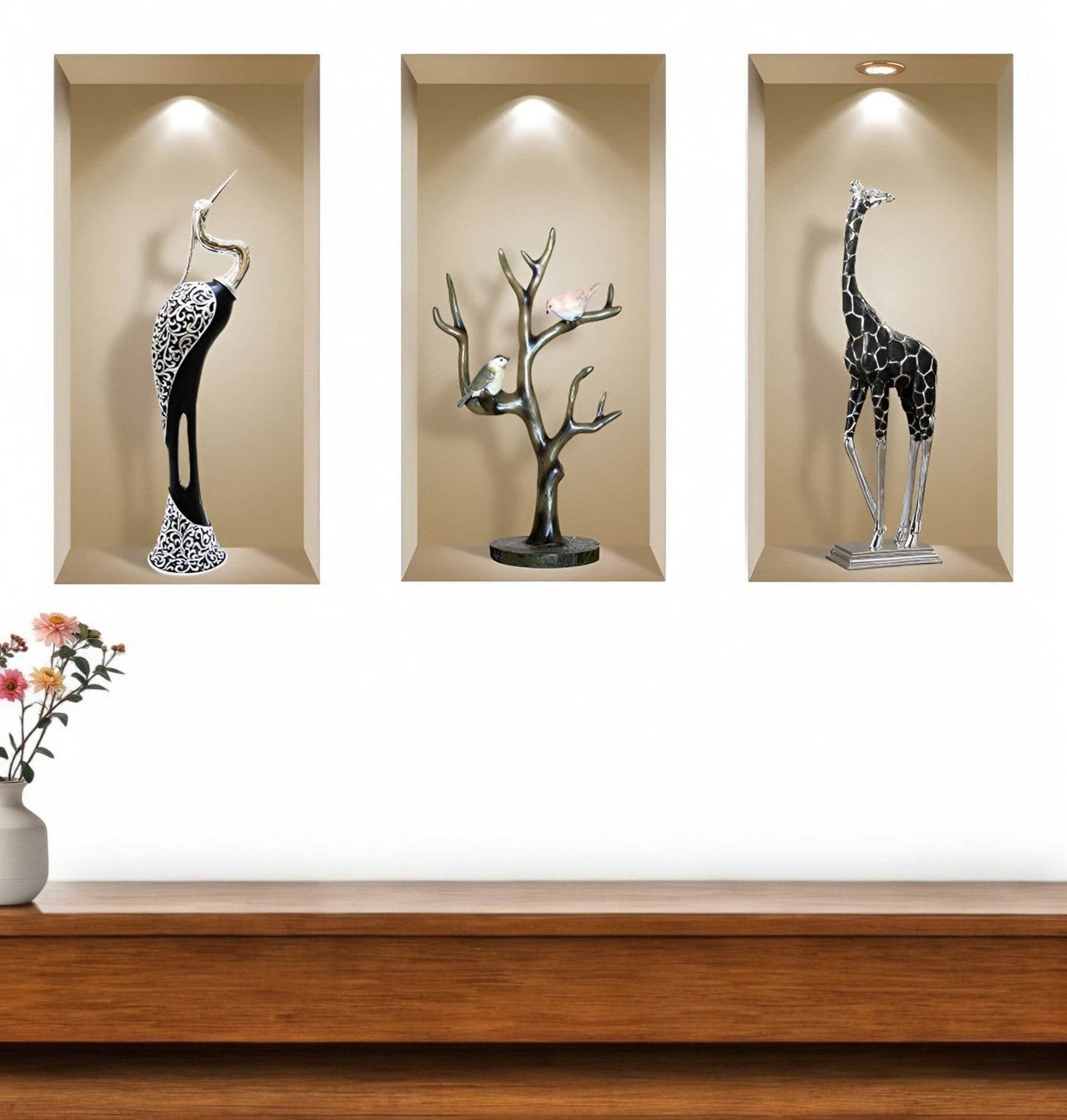 Set of Three Ama Faux Niche 3D Peel and Stick Wall Decals - Loft&Timber