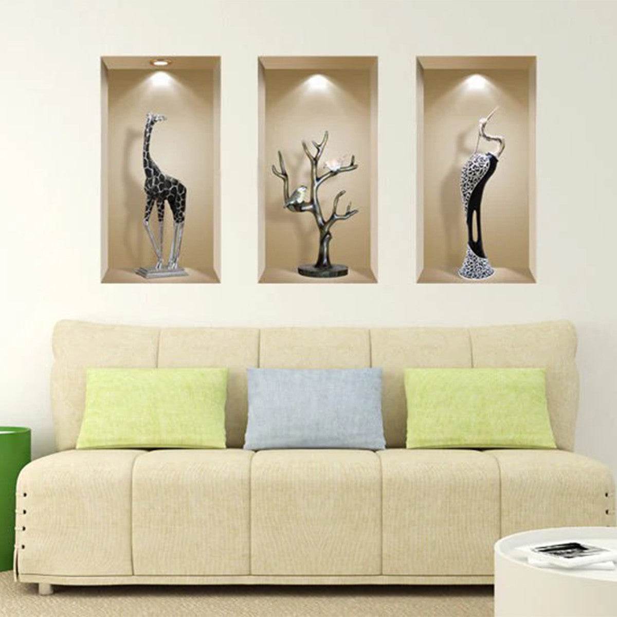 Set of Three Ama Faux Niche 3D Peel and Stick Wall Decals - Loft&Timber
