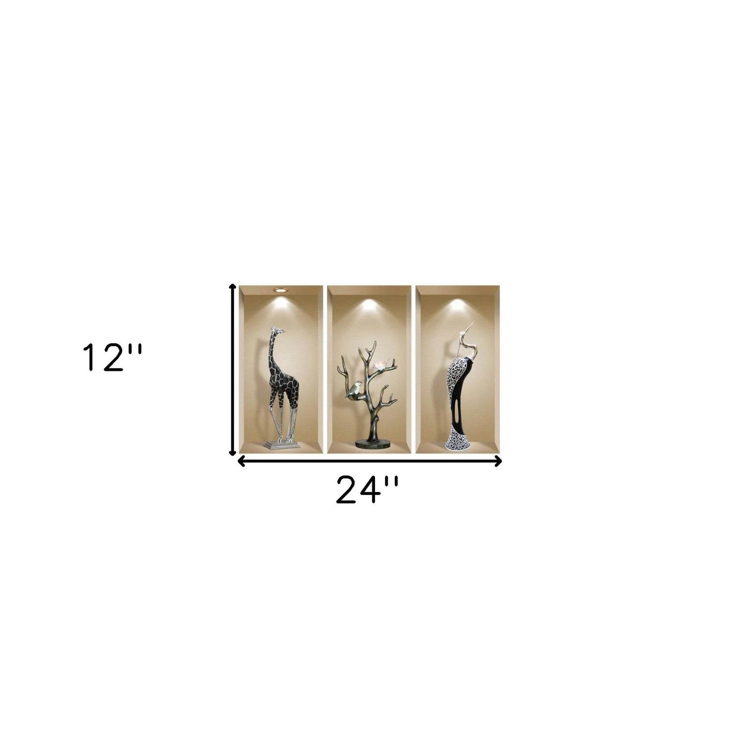 Set of Three Ama Faux Niche 3D Peel and Stick Wall Decals - Loft&Timber