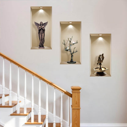 Set of Three Aca Faux Niche 3D Peel and Stick Wall Decals - Loft&Timber