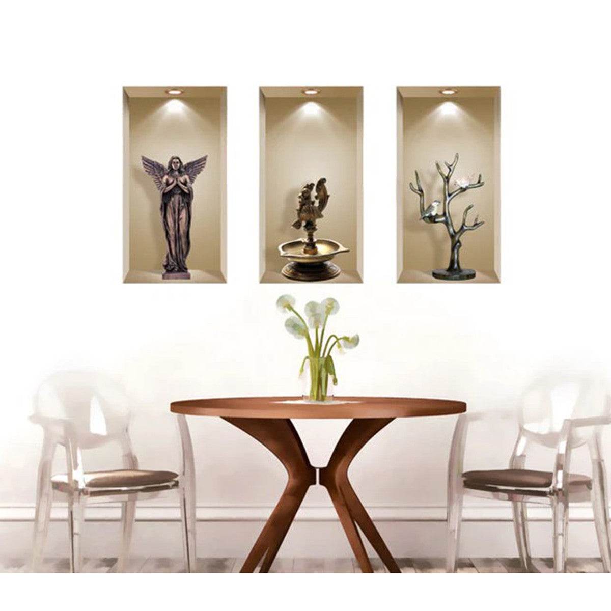 Set of Three Aca Faux Niche 3D Peel and Stick Wall Decals - Loft&Timber