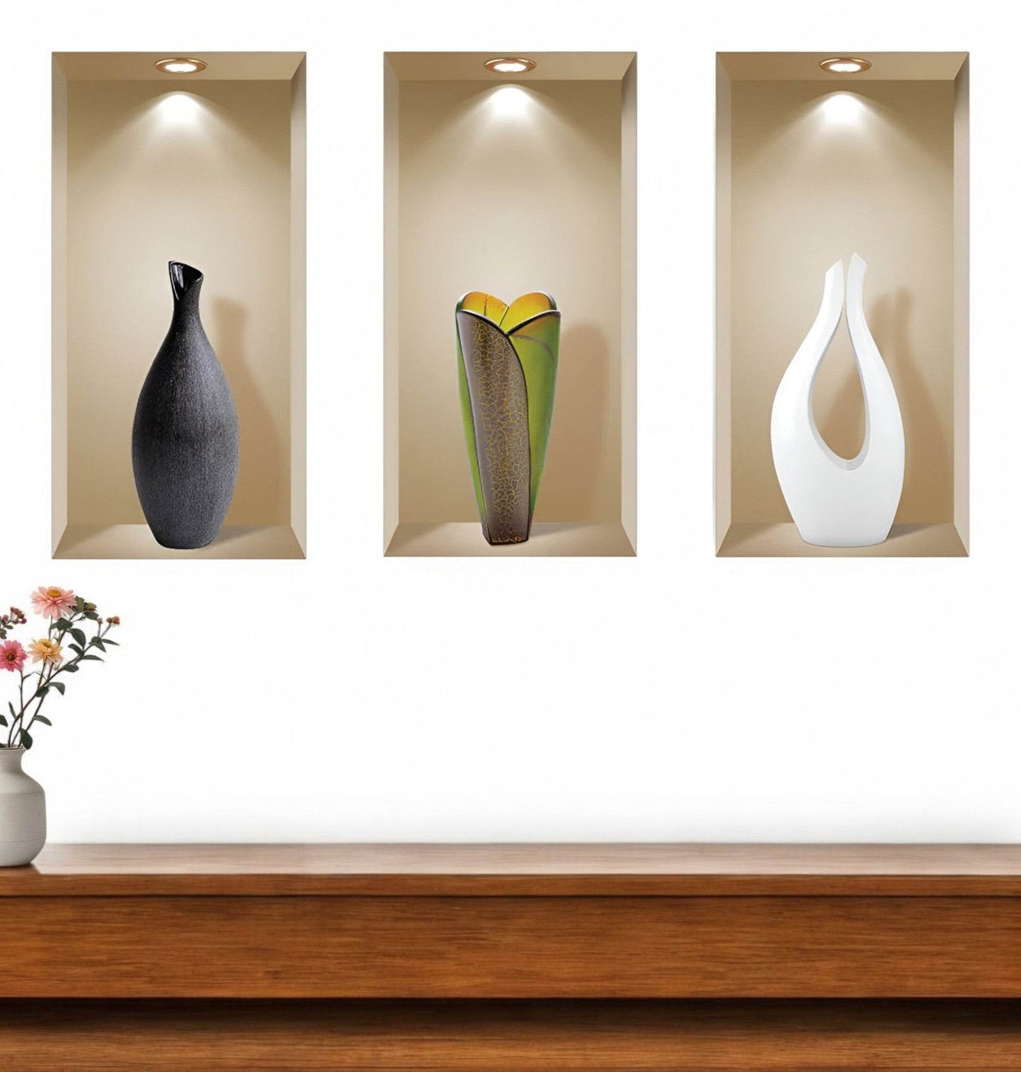 Set of Three Bon Faux Niche 3D Peel and Stick Wall Decals - Loft&Timber