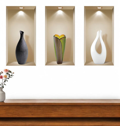 Set of Three Bon Faux Niche 3D Peel and Stick Wall Decals - Loft&Timber