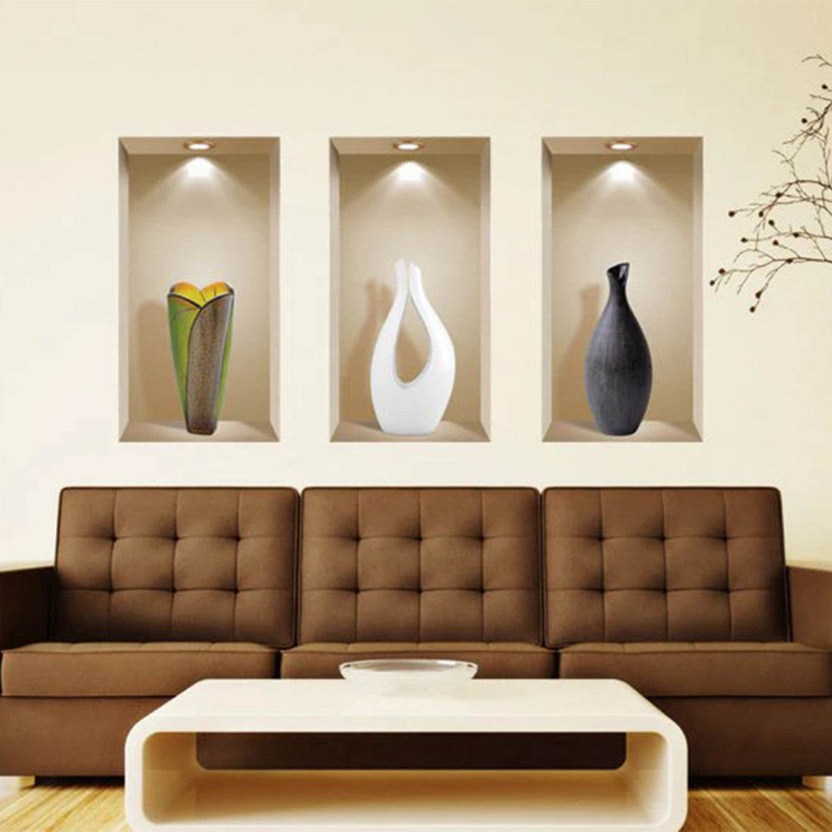 Set of Three Gia Faux Niche 3D Peel and Stick Wall Decals - Loft&Timber