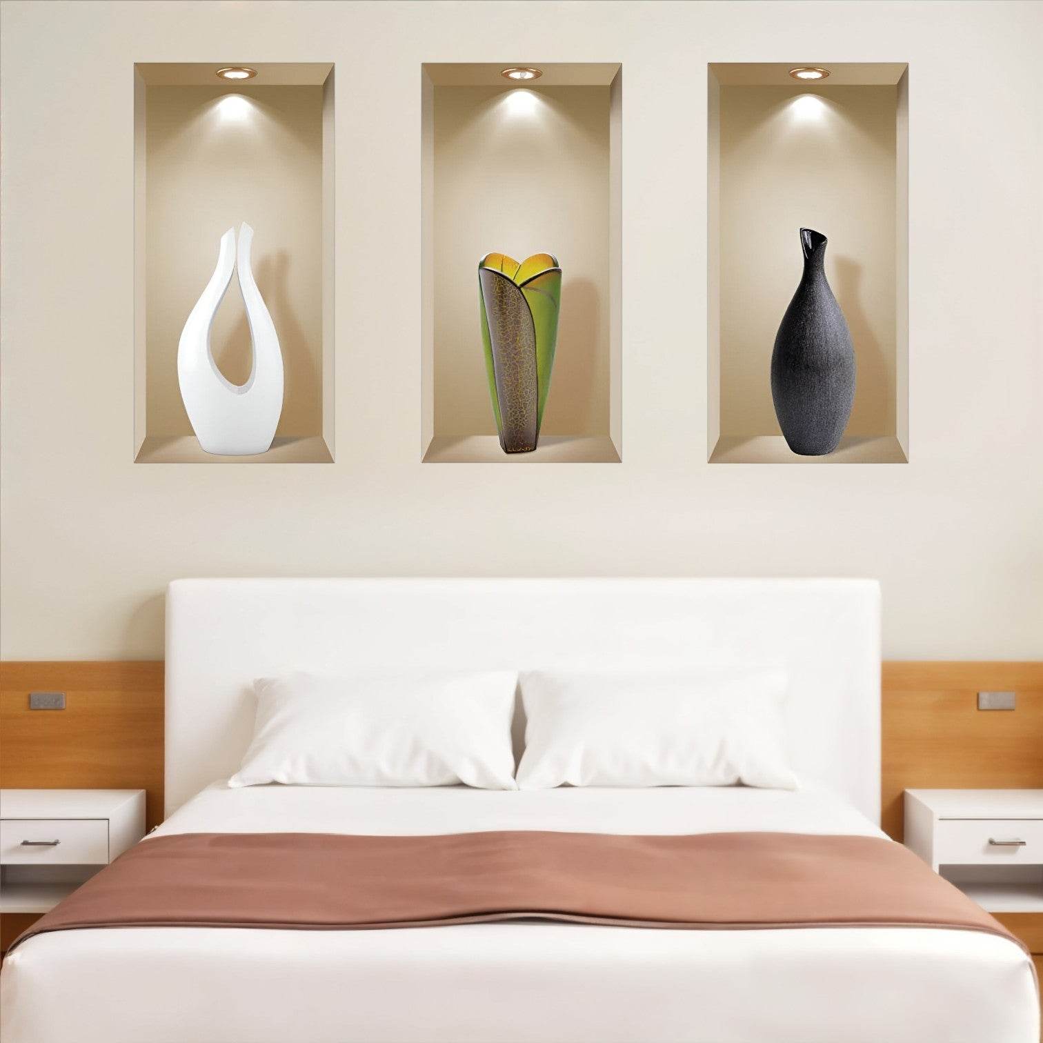 Set of Three Gia Faux Niche 3D Peel and Stick Wall Decals - Loft&Timber