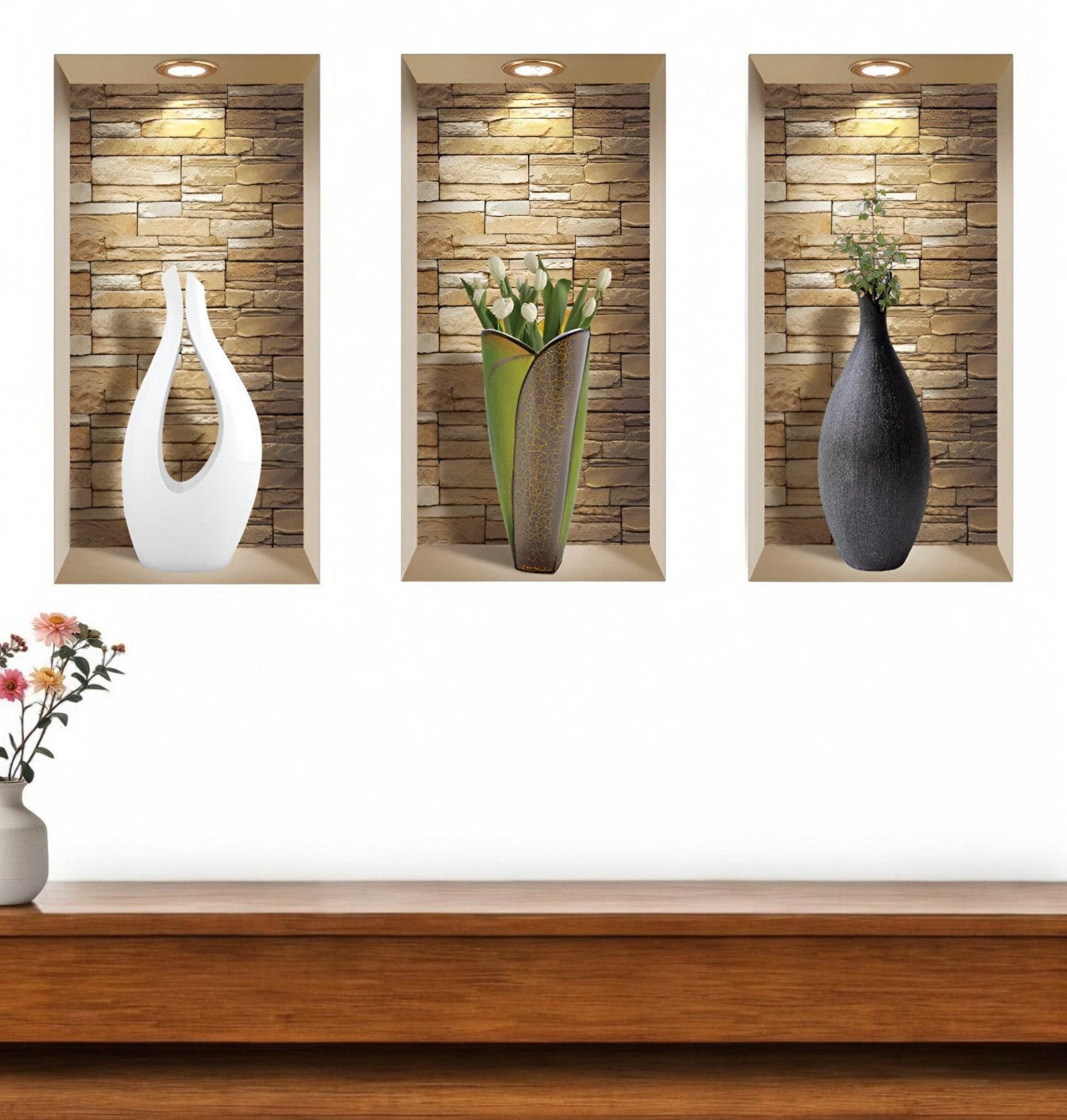 Set of Three Gin Faux Niche 3D Peel and Stick Wall Decals - Loft&Timber