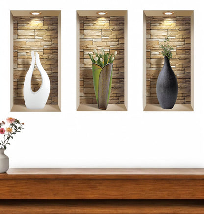 Set of Three Gin Faux Niche 3D Peel and Stick Wall Decals - Loft&Timber