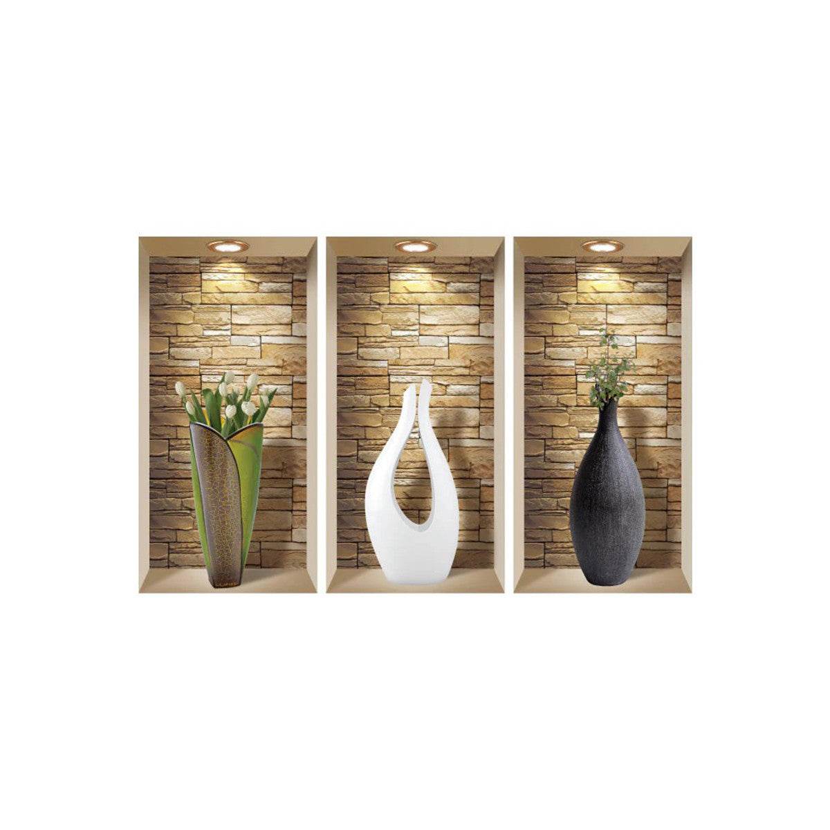 Set of Three Gin Faux Niche 3D Peel and Stick Wall Decals - Loft&Timber