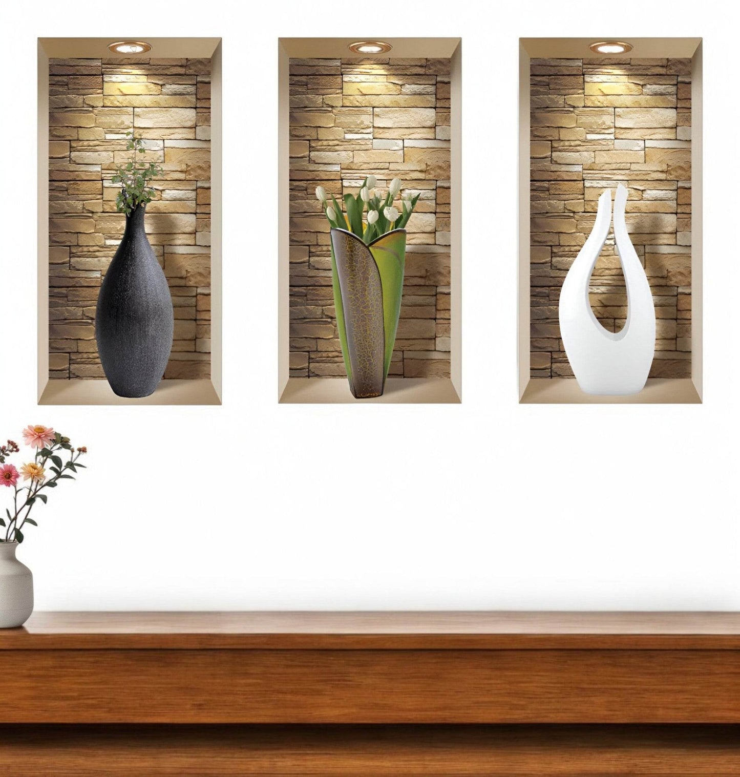 Set of Three Gus Faux Niche 3D Peel and Stick Wall Decals - Loft&Timber