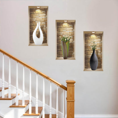 Set of Three Gus Faux Niche 3D Peel and Stick Wall Decals - Loft&Timber