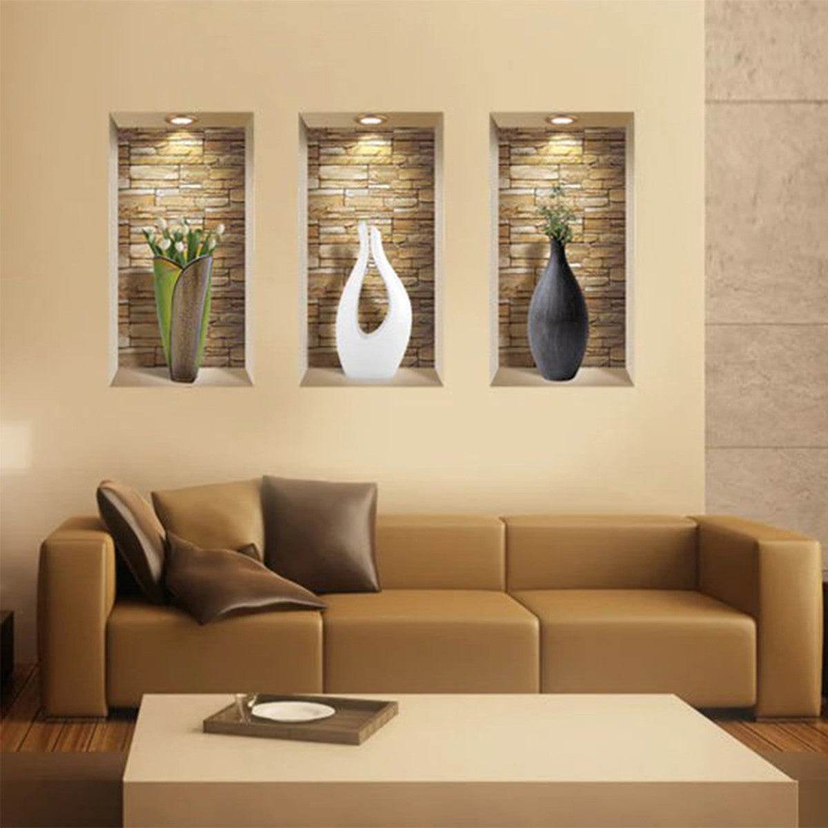 Set of Three Gus Faux Niche 3D Peel and Stick Wall Decals - Loft&Timber