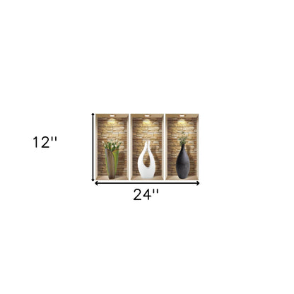 Set of Three Gus Faux Niche 3D Peel and Stick Wall Decals - Loft&Timber
