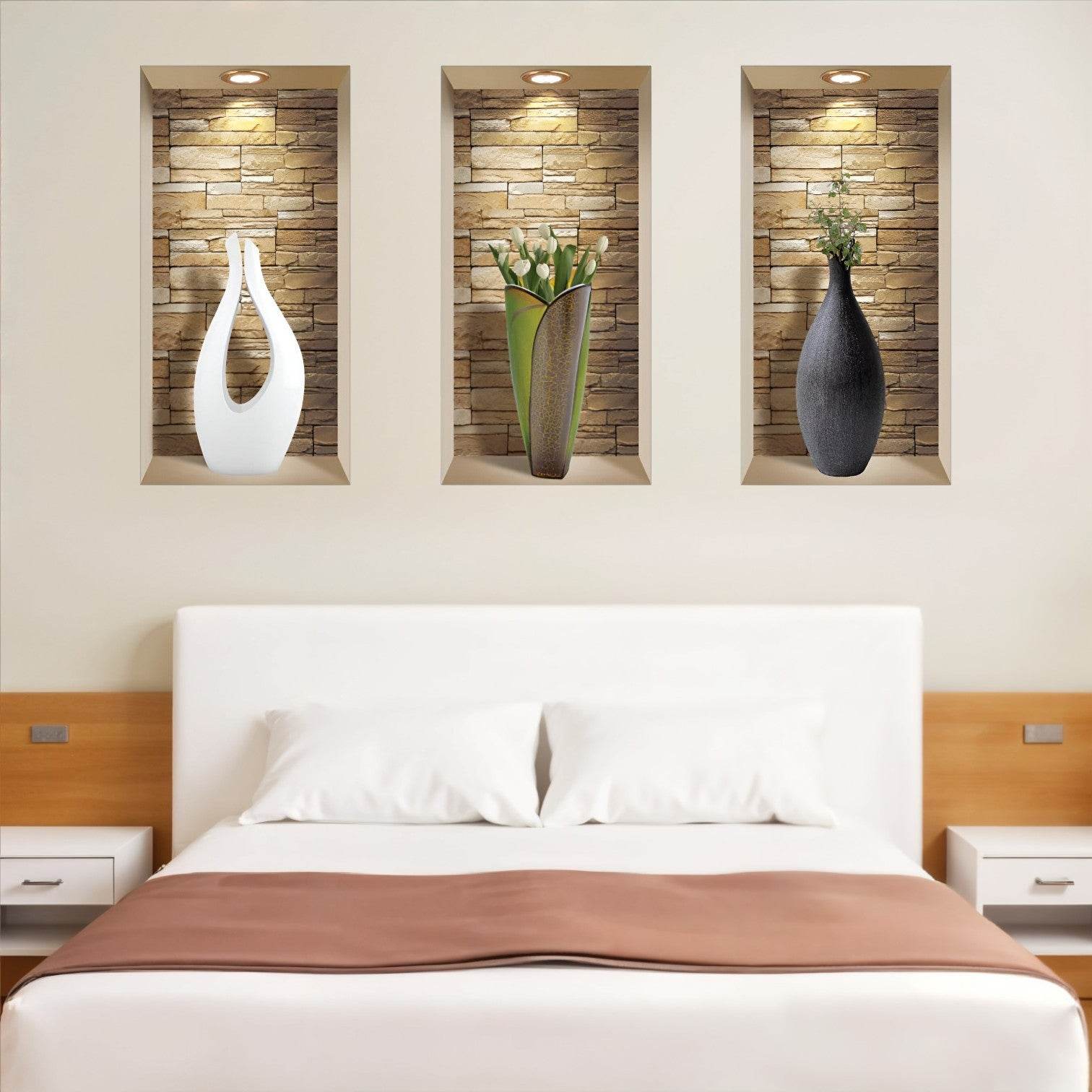 Set of Three Dia Faux Niche 3D Peel and Stick Wall Decals - Loft&Timber