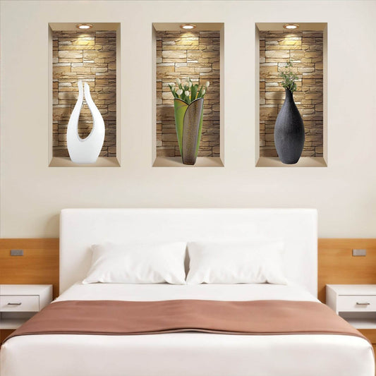 Set of Three Dia Faux Niche 3D Peel and Stick Wall Decals - Loft&Timber