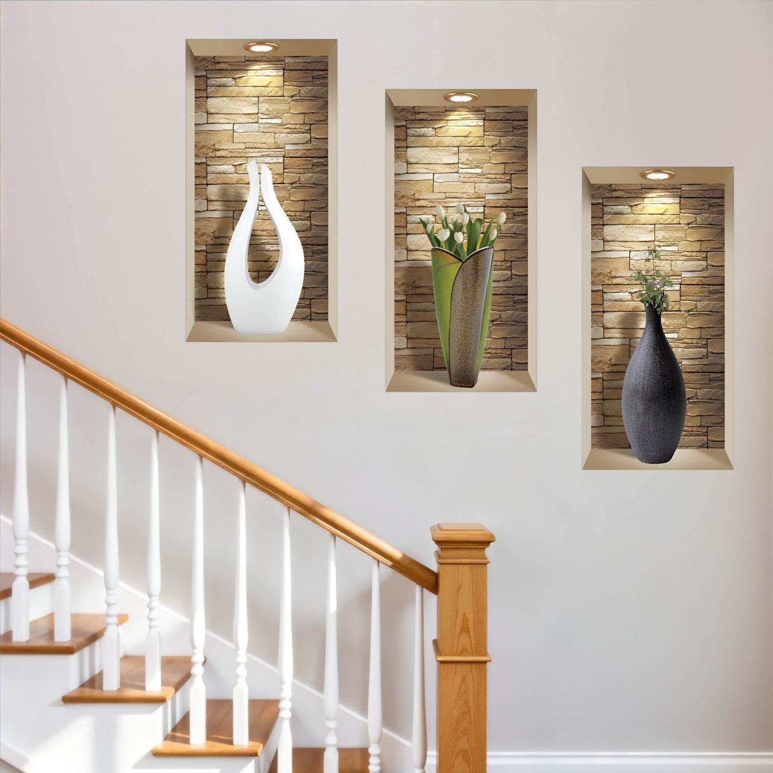 Set of Three Dia Faux Niche 3D Peel and Stick Wall Decals - Loft&Timber