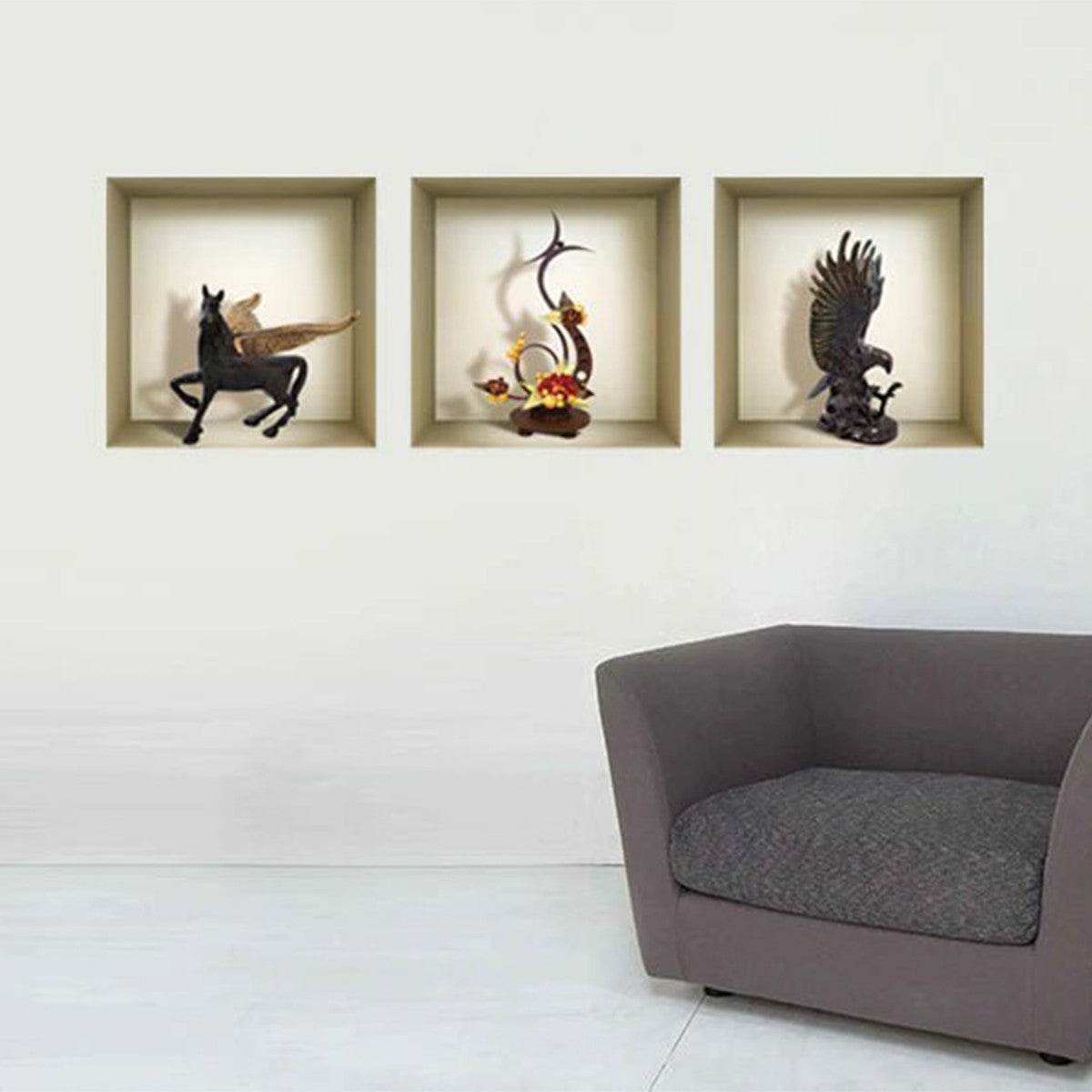 Set of Three Lia Faux Niche 3D Peel and Stick Wall Decals - Loft&Timber